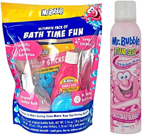 Mr. Bubble Kids Bath Time Fun Bundles (Bath Time Fun Pack & Shapeable Scented Bath Foam Bundle)