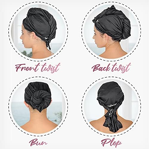 Microfiber Hair Towel Wrap for Women - Gift and Travel - Smooth like Silk - Curly, Wavy, Straight Hair Girls - Plopping Essential - Anti-Frizz, Fast Drying, Works Better than a T-Shirt