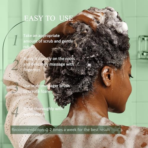 SHVYOG Scalp & Body Scrub, Tea Tree Exfoliator Scrub Shampoo with Peppermint & Sea Salt, Anti-Dandruff Detox Clarifying Exfoliator for Build Up, Itchy Scalp, Oily & Dry Hair with Scalp Massager