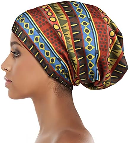 Sleep Cap Satin Bonnet Extra Large African Print Hair Wrap for Curly Hair, Locs Black Women