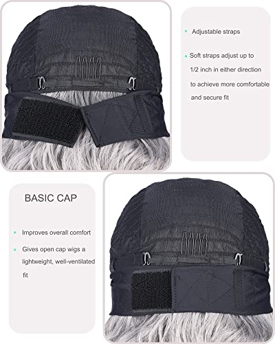 Silver Grey Wavy Headband Wig For Black Women Curly Half Wigs With Headband Attached Synthetic Wrap Wigs For Women(Gray)…