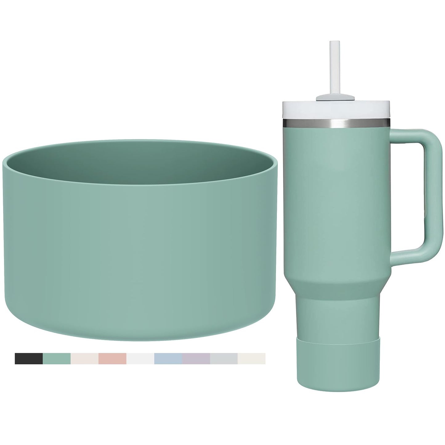 Affute Protective Silicone Boot for Stanley Quencher H2.0 40 30 20 oz & IceFlow Flip 30 20 oz, BPA Free Anti-Noise Anti-Scratch, Stanley Cup Protector Sleeve Cover Boot (Eucalyptus)