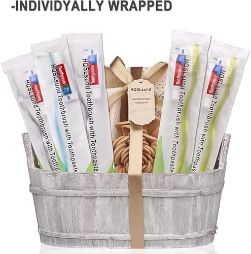 Disposable Toothbrushes with Toothpaste Individually Wrapped, 60Pack Manual Disposable Travel Toothbrushes Bulk, Adult Kid Travel Toiletries, 3 Colors