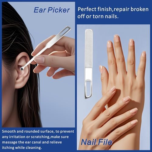 DIGNITY Nail Clippers for Men Women Seniors with Catcher and Safety Lock,Wide Jaw Opening,Thick Fingernail Toenail Clipper Set, Slanted Edge Nail Clippers,Ear Picker,Nail File,with Case,4 Pcs Set