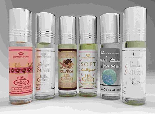 6 (Six) Al-Rehab 6ml Perfume Oils Best Sellers Set # 1: Soft, Sultan Al Oud, Red Rose, Choco Musk, Jasmin and White Musk