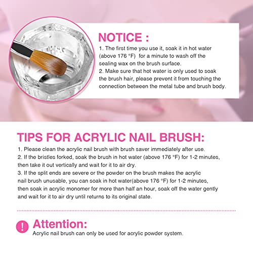 SAVILAND Kolinsky Acrylic Nail Brush Set: Size 6,8,12,14 Professional Glows in the Dark Manicure Brushes for Acrylic Powder Application 3D Nail Art Carving & Extension Tools Home DIY Nail Art Salon