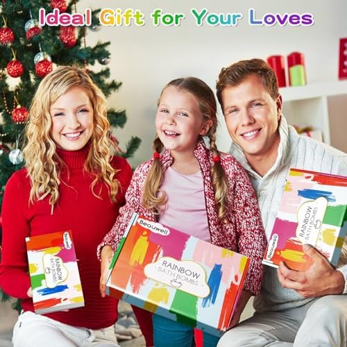 Rainbow Bath Bombs Gift Set, Handmade Organic 8 Pcs Bath Bombs for Kids Girls, Natural Kids Bubble Bath Fizzy, Easter Basket Stuffers Easter Gifts