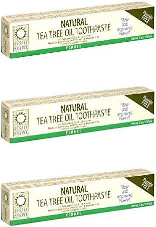 Desert Essence Natural Tea Tree Oil Toothpaste, Fluoride Free, Fennel, With Baking Soda, 6.25-Ounces (Pack of 3)