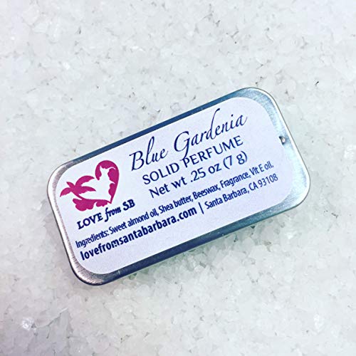 Compact Personal Blue Gardenia Solid Perfume | Luxurious Artisan Spa Gift for Her | Escape to the Islands | Convenient, purse or travel bag size | Gardenia Perfume