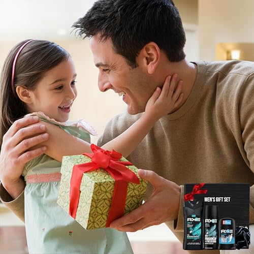 Father's Day Gift Set for Men, Includes Apollo Body Wash, Apollo Deodorant Stick, Ice Chill Deodorant Stick, Men's Shower Loofah in Gift Box, for Him Dad Fathers Man Boyfriend