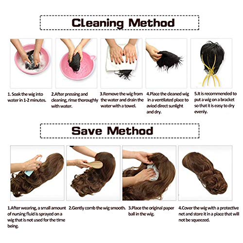 Baruisi Long Curly Wavy Brown Wigs for Men Synthetic Natural Party Halloween Cosplay Hair Wig