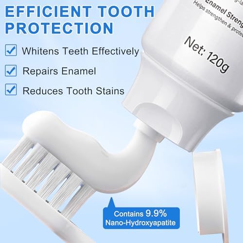 9.9% Nano Hydroxyapatite Toothpaste 2Pcs - Gum Care Strengthen, Repairs Teeth and Reduces Sensitivity, Provides Long-Lasting Freshness, Prevent Cavities, Naturally Whiter Teeth, Fluoride-Free