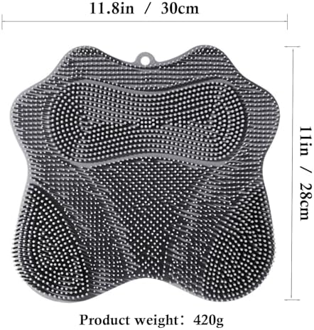 Shower Foot Scrubber, Shower Foot and Back Scrubber with Suction Cups, Shower Silicone Foot Washer for Exfoliating Massage(Grey)