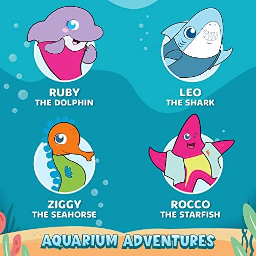 Aquasonic Kids Electric Toothbrush Set for Ages 3+ | Soft Bristles, Oscillating Brush Head, Built-in Battery | Aquarium Adventures