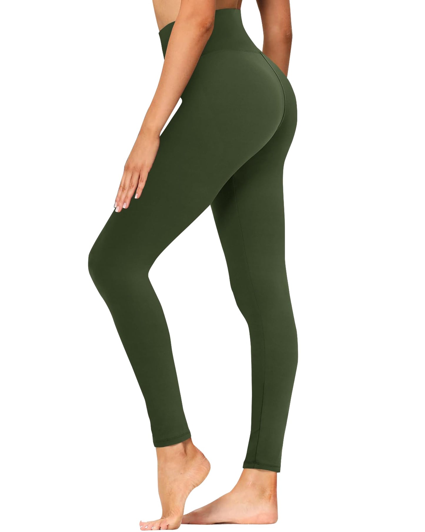 GAYHAY High Waisted Leggings for Women - Soft Opaque Slim Tummy Control Printed Pants for Running Cycling Yoga A-Army Green