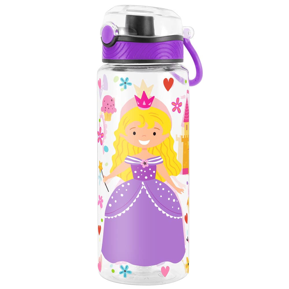 Cute Water Bottle for School Kids Girls, BPA FREE Tritan & Leak Proof & Easy Clean & Carry Handle, 23oz/ 680ml - Princess