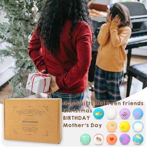 Bath Bombs for Women Gift Set, 12 Pack Handmade Bath Bombs Salt Balls, Perfect for Bubble Spa Relaxing, Moisturizing Dry Skin, Stress Relief, Birthday Valentines Gifts Idea for Men Women