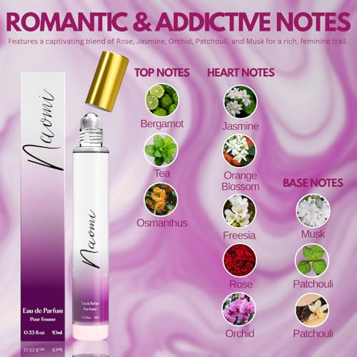 Perfume for Women Rollerball – INSPIRED by A WORLD RENOWED WOMEN'S PERFUME - Bergamot, Jasmine, Patchouli, Vanilla – Sweet, Floral, Sexy, Long-Lasting Eau De Parfum 10ml (0.33 fl oz)
