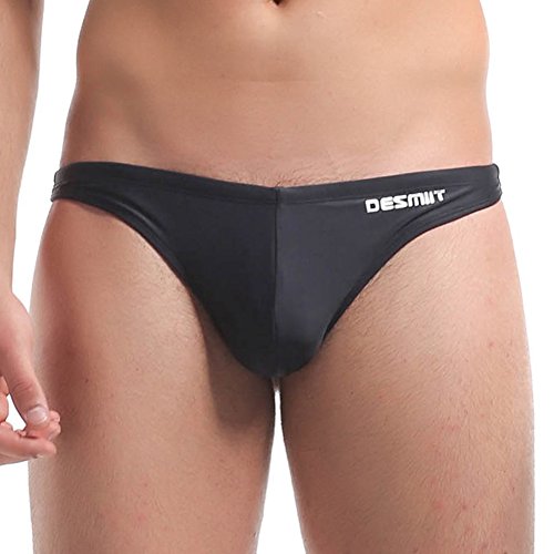 sandbank Men's Sexy Low Rise Mesh Thong Swim Briefs (Asian Tag L Waist:31"-32", Black #1)
