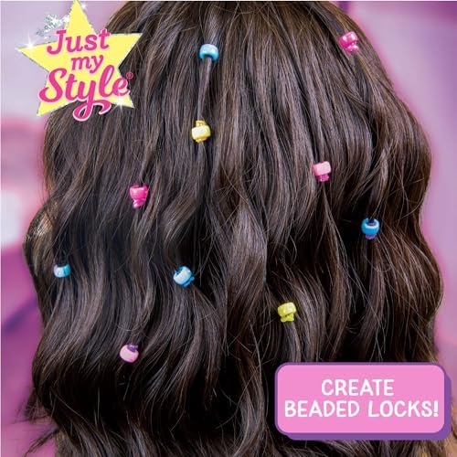 Just My Style Tinsel Hair Stylist Studio, Fairy Hair Tinsel Kit, 9 Colorful Tinsel Strands & Hair Beading Tool, Hair Extensions for Kids, Fun Hair Accessories for Teens, Great Gifts for Preteens