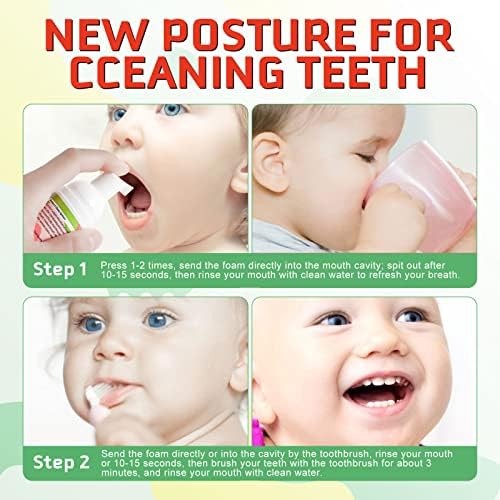 Foam Toothpaste Kids, Kids Mouthwash with Fruit Flavor - Toddler Toothpaste Age for Children, 360ÂșCare Natural Anti-Cavity Formulas with Fluoride for Electric & U-Shape Toothbrushes