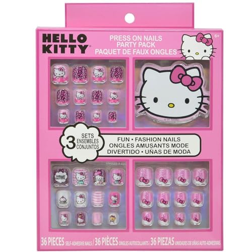 Hello Kitty Press-On Nails Party Pack - 36 Self-Adhesive Nails