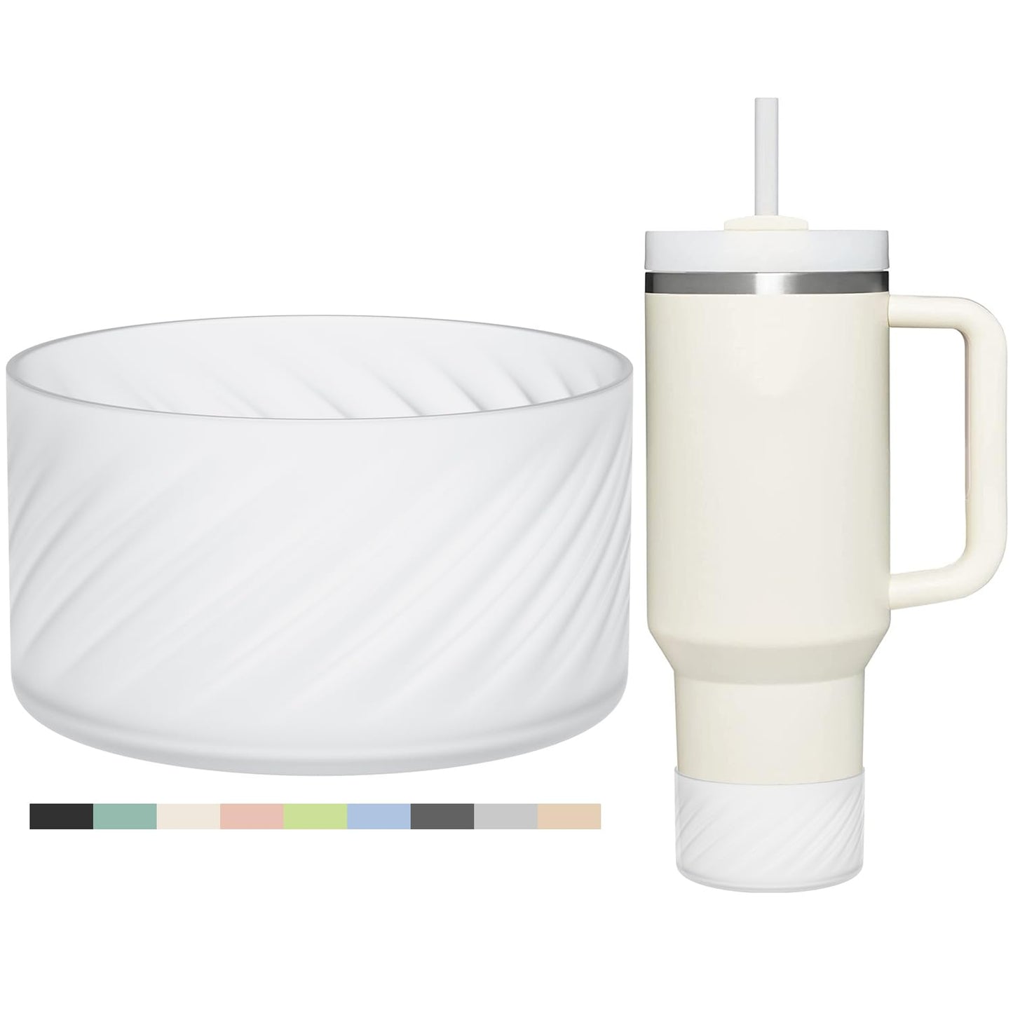 Affute Protective Silicone Boot for Stanley Quencher H2.0 40 oz & IceFlow Flip 20 oz 30 oz and hydroflask 12-24 oz, Anti-Slip Bottle Bottom Sleeve Cover (Transparent)