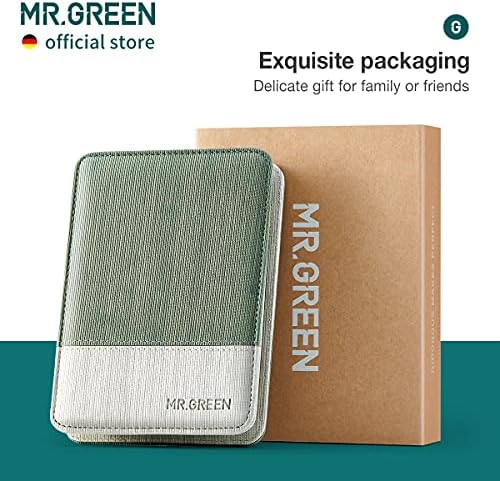 MR.GREEN Manicure Sets Pedicure Kits Stainless Steel Nail Clipper Personal Care Tools with PU Leather Case (Green)