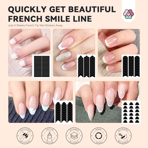 SAVILAND Soft Nail Sponges for Ombre: Nail Art Sponges with Grabbing Pen Gradient Nails Sponge Easy French Tip Stickers for French Manicure Aura Nails for Beginner