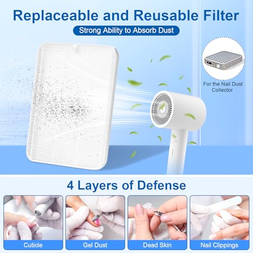 Nail Dust Collector with 2 Reusable Filters,Nail Vacuum Dust Collector Quiet for Nail Tech Art, Powerful Nail Fan and Duster Collector,Nail Vacuum Cleaner for Salon and Home(AB Diamond)