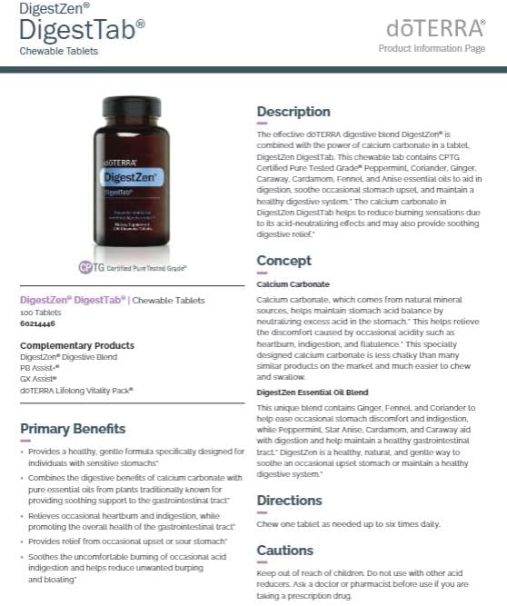 doTERRA DigestZen DigestTab - 100 Chewable Tablets