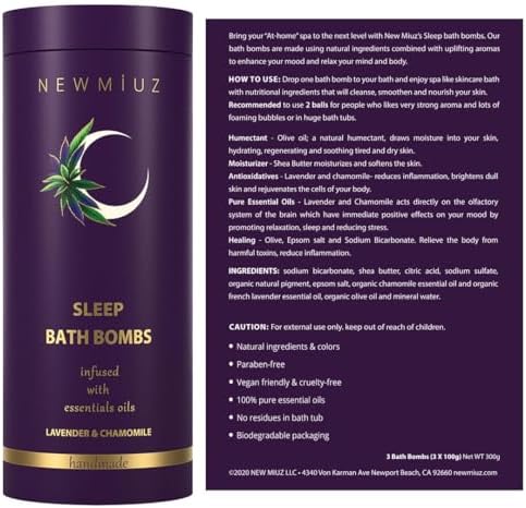 Deep Sleep Bubble Bath Bombs Infused with Lavender Chamomile Essential Oils Moisturizing Bath for Dry Skin and Relaxation Self Care Gift for Women