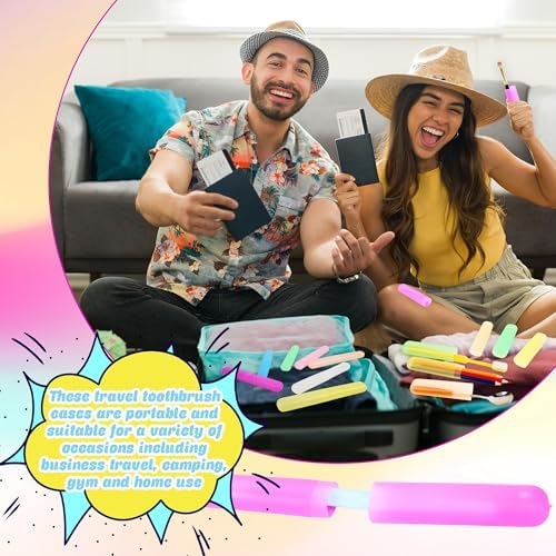 49 Pieces Travel Toothbrush Holder Portable Toothbrush Case Cover Protector Plastic Dust-proof Toothbrush Cases for Travel Bathroom Indoor Outdoor Travel Trip Camping School