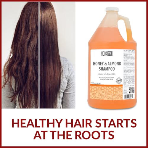 MODA - Moisturizing Shampoo for All Hair Types, Honey Almond, 128 Oz, Professional - Deeply Cleanses and Conditions, Strengthens, Restores and Shine your Hair