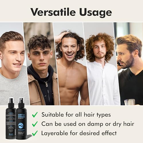 Aberlite Grit+Grace Sea Salt Spray for Men & Women Beach Look - Hair Texture Styling Product for Beach Waves - Curly & Wavy Hair Texture Spray (6 FL OZ)