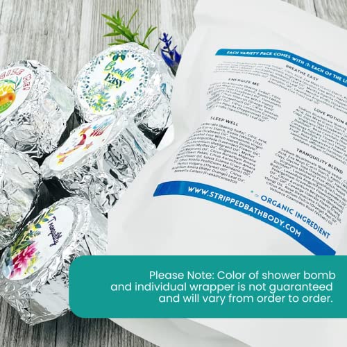 Variety Shower Bomb Collection (5pk) – Essential Oil Aromatherapy Shower Tablets for Stress, Relaxation, Mood Lift, Energy and Open Airways | Secret Santa Christmas Gift Idea (No Bomb Bag)