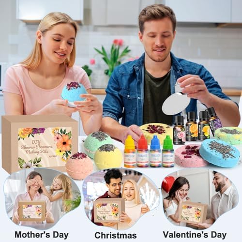 Bath Bomb Making Kit- 49Pcs DIY Bath Bomb Kit for Aldult, Make Your Own Shower Bombs, Spa Craft Kits with Bath Bomb Press, Molds, Bath & Bathing Making Supplies Gifts for Mom Women