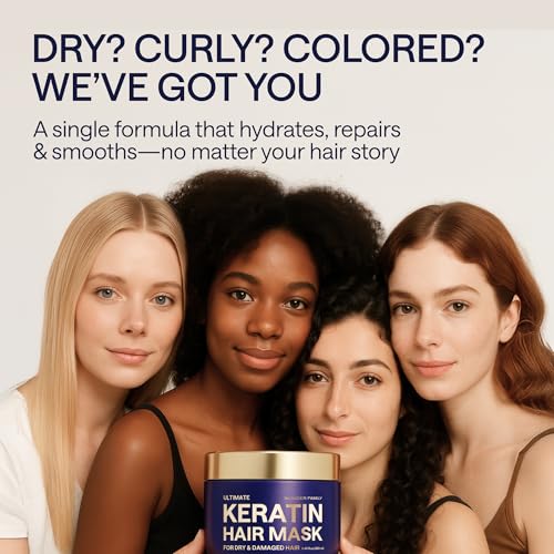 Keratin Hair Mask for Dry Damaged Hair and Growth – Korean Hair Care Mask with Biotin, Hair Gloss & Moisturizer – Deep Conditioning Hair Treatment for Frizzy, Curly, Bleached & Color Treated Hair