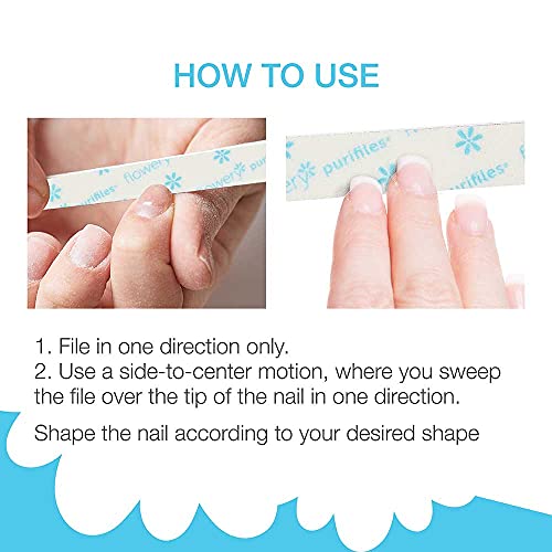 Flowery Purifiles Standard Pink Core Disinfectable Nail Files, 80/100 Grit, 20 per Pack