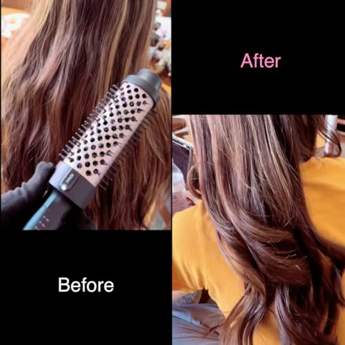 Thermal Brush 1.5", Thermal Round Curling Brush with 2 Settings, Long Lasting Universal Voltage Heated Curling Iron for All Hair, Tourmaline Ceramic, Negative Ion Technology, Rose Gold