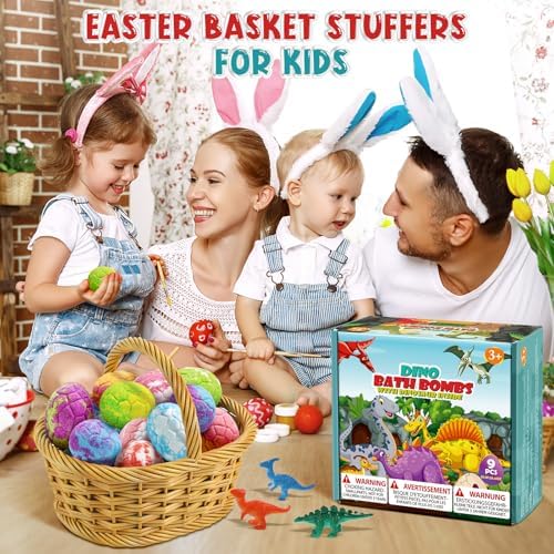 Bath Bombs for Kids with Dinosaur Toys Inside, 9 Pack Natural and Organic Dinosaur Bath Bombs Bubble Bath Gift Set, Stocking Stuffers for Kids, Perfect Christmas Birthday Gifts for Kid 3-12