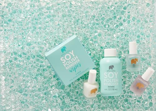ella+mila Soy Nail Polish Remover Non-Acetone Nail Polish Remover - Non-Toxic Fingernail Polish Remover - For Natural Nail Polishes - Unscented & Enriched With Vitamins A, C & E(4 fl oz) Teal
