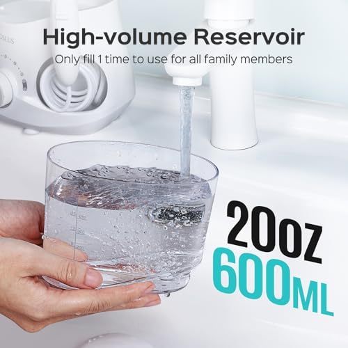 COSLUS Electric Water Flosser for Teeth, Professional Dental Pick for Orthodontic, Sensitive Gums, Braces - 12 Pressure Settings & 5 Multi-Functional Tips for Multiple Users, Home Use, White