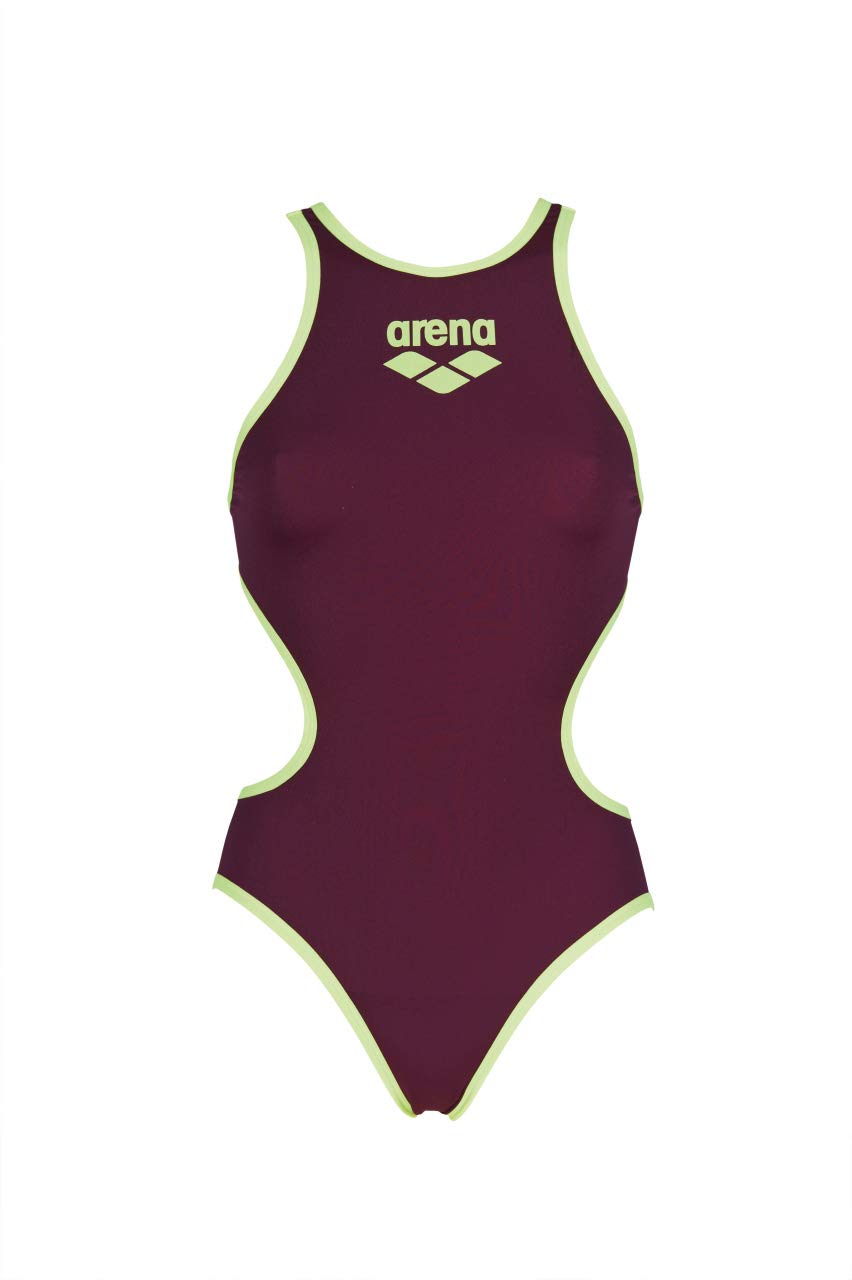 ARENA ONE Tech Back MaxLife One Piece Swimsuit for Women, Big Logo Red Wine, 24
