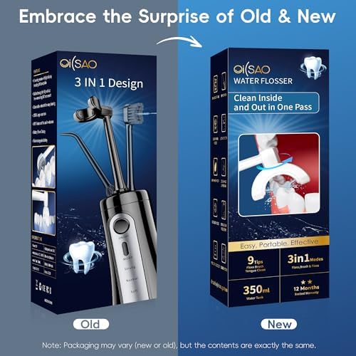 Cordless Water Flosser for Teeth Cleaning Pick, U-Shaped Flossing Head for 360° Deep Clean, 5 Modes & 9 Jet Tips, IPX7 Waterproof, Rechargeable & Portable Oral Irrigator for Travel, 350ML Large Tank