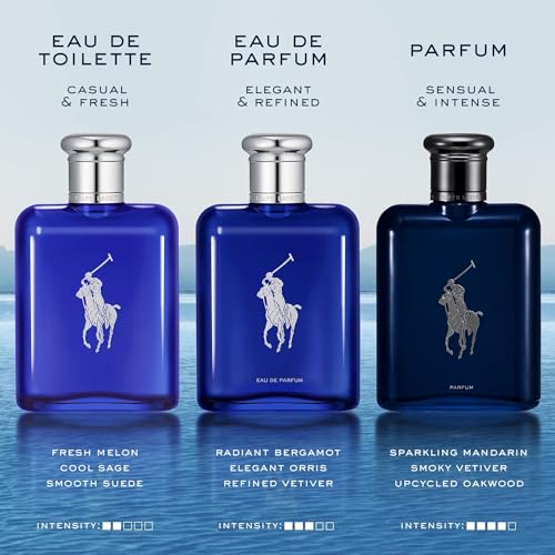 RALPH LAUREN FRAGRANCES Polo Blue Eau de Toilette - Men's Cologne Gift Set- Aquatic & Fresh - With Citrus, Sage, and Suede - Contains Full Size & Travel Size Fragrances, Aftershave, Hair Body Wash, Pouch