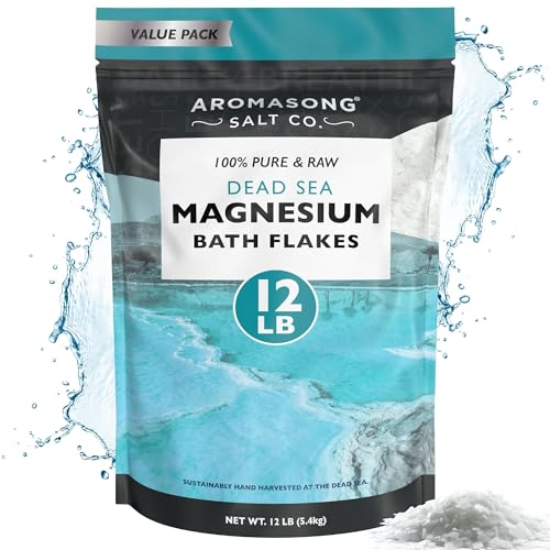 Aromasong Magnesium Flakes for Bath from The Dead Sea- 12 LB Resealable Pack Magnesium Chloride Flakes -Organic Bath Salt Muscle Relaxing Mineral Soak (Packaging May Vary)