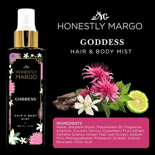 Goddess Hair & Body Mist (6 Oz) – Alluring Perfume for Women for Hair and Skin with Bergamot, Jasmine, Musk, Amber and Oud Scent – Luxury Hair Perfume for Women & Body Spray