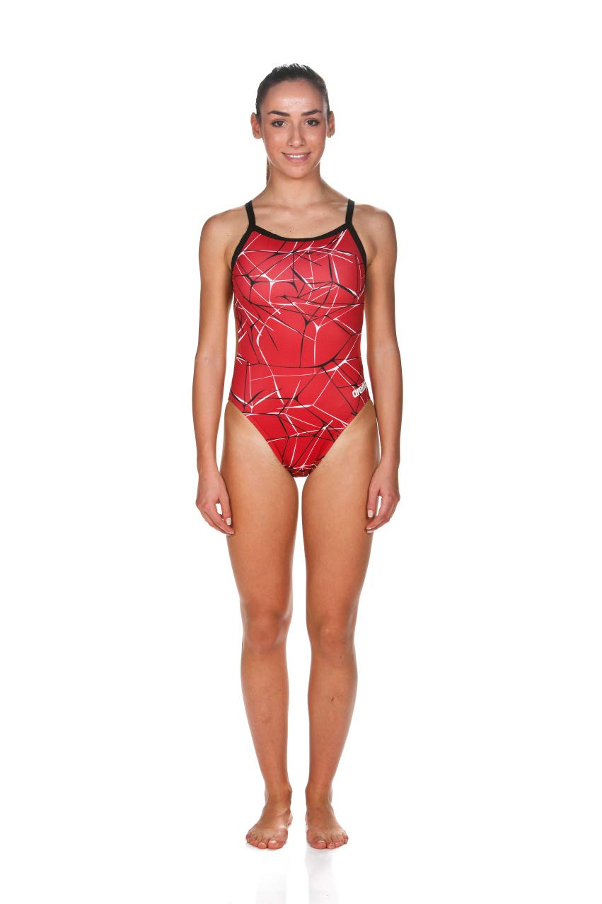 arena Women's Standard Water Challenge Back One Piece Swimsuit, Red, 24