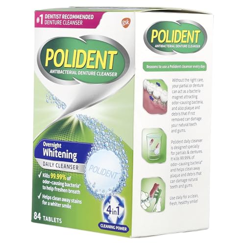 Polident Overnight Whitening Triple Mint Freshness Denture Cleaner Tablets - 84 CT
